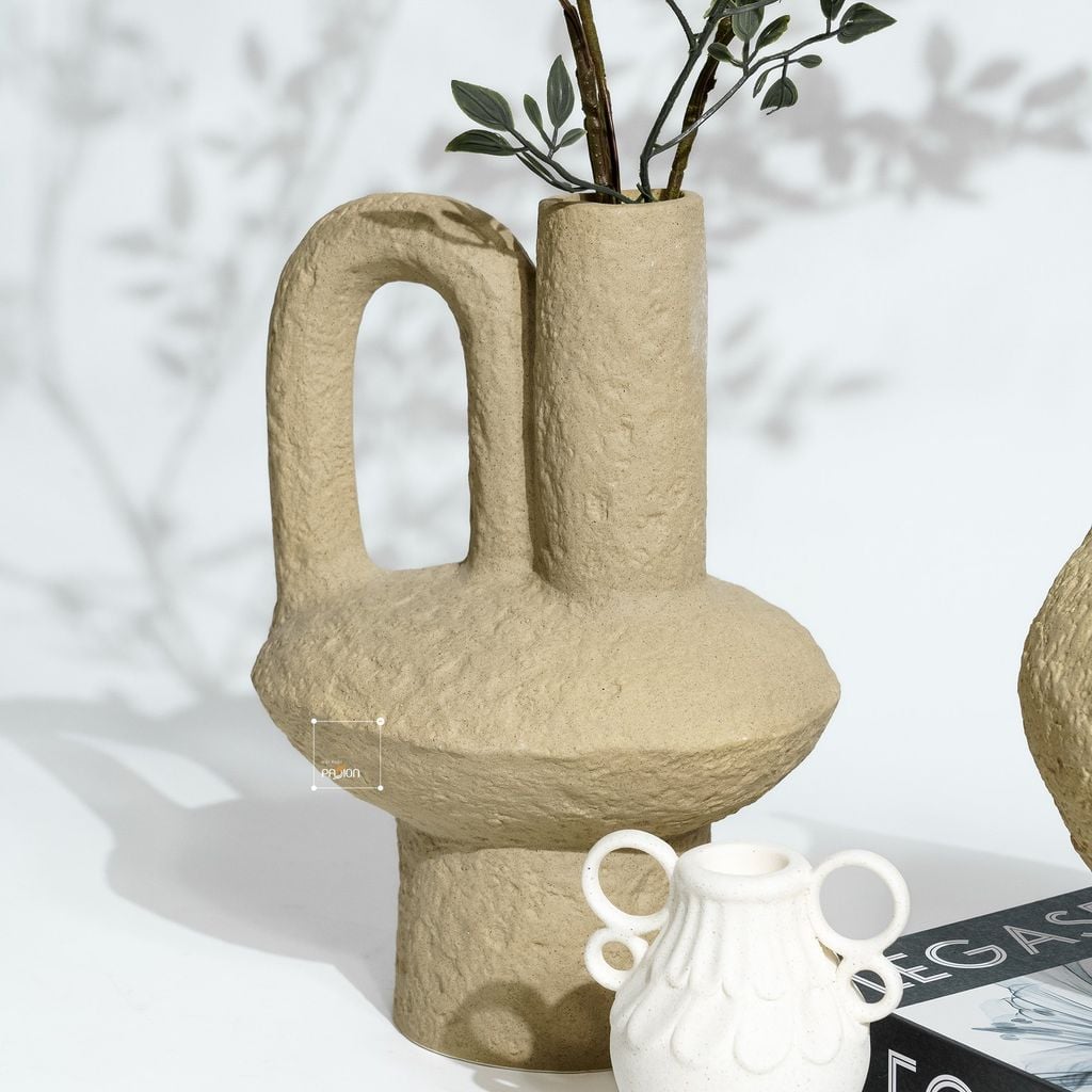 Bình Hoa Gốm Wabi Sabi Nâu Cổ Daigo