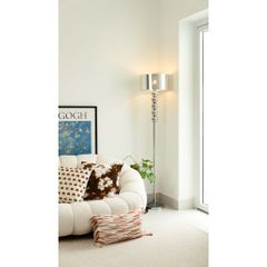 Đèn Sàn Inox Mạ Điện Phong Cách Retro Khối Tròn Thân Đèn