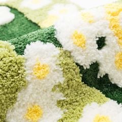 Thảm Lông Chân Giường Dệt Len Hoa 3D