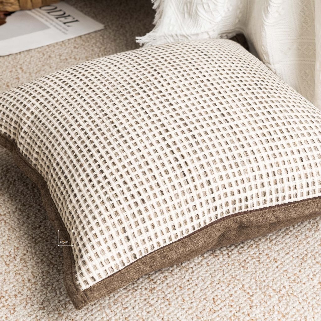 Vỏ Gối Tựa Trang Trí Sofa Da Nâu Phối Màu Wabi Sabi