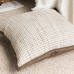 Vỏ Gối Tựa Trang Trí Sofa Da Nâu Phối Màu Wabi Sabi