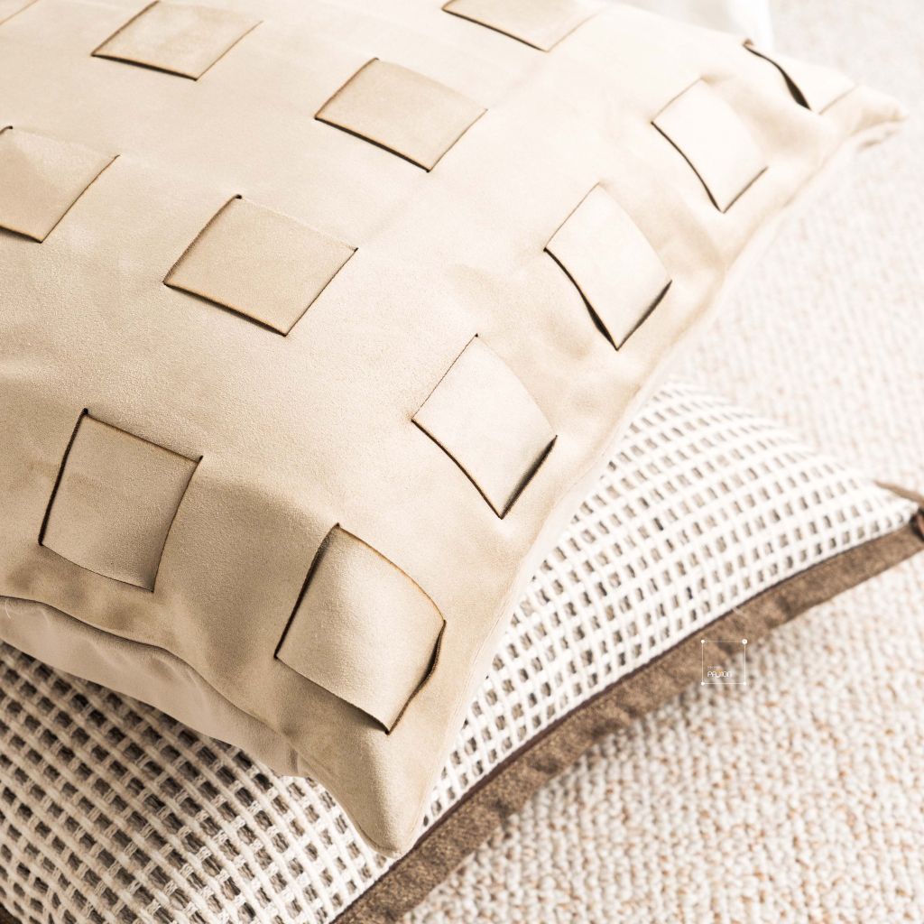 Vỏ Gối Tựa Trang Trí Sofa Da Nâu Phối Màu Wabi Sabi