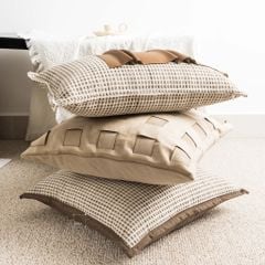 Vỏ Gối Tựa Trang Trí Sofa Da Nâu Phối Màu Wabi Sabi