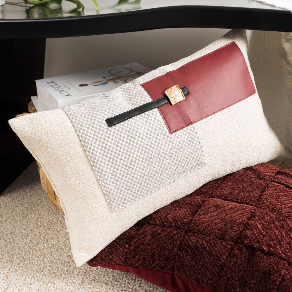 Vỏ Gối Sofa Cao Cấp Trang Trí Giường Ngủ Tông Đỏ Rượu