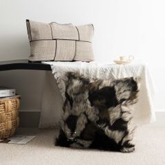 Vỏ Gối Tựa Sofa Lông Phối Caro Hàng Thiết Kế Hiện Đại