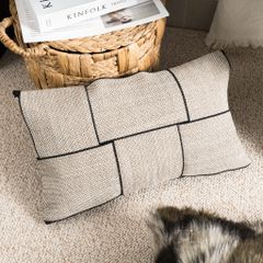 Vỏ Gối Tựa Sofa Lông Phối Caro Hàng Thiết Kế Hiện Đại