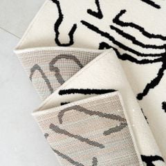 Thảm Lông Sợi Ngắn Alice Họa Tiết Abstract Trắng Đen