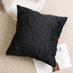 Vỏ Gối Tựa Lưng Dệt Hoa Tông Đen Sang Trọng