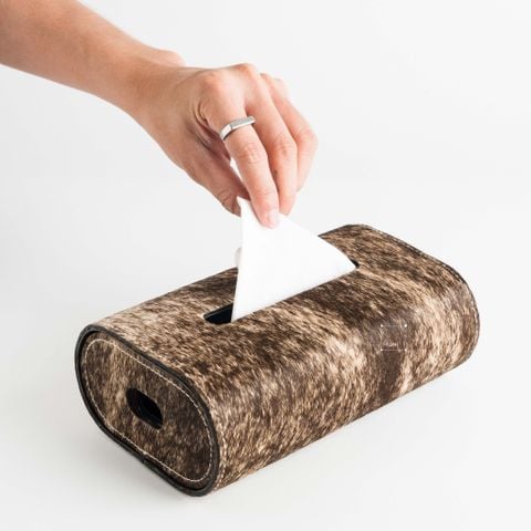 Hộp Khăn Giấy Ăn Thép Không Gỉ Phối Lông Sang Trọng