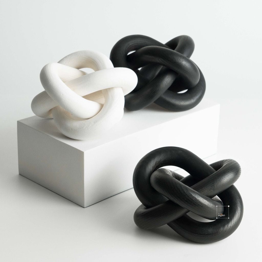 Đồ Decor Để Bàn Khối Tròn Gỗ 3 Vòng Dây Chuyền