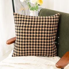 Gối Tựa Lưng Lông Len Dệt Họa Tiết Houndstooth