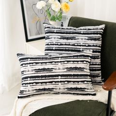 Vỏ Gối Tựa Lưng Jacquard Nhuộm Sợi Theo Phong Cách Ý Vệt Đen Trắng