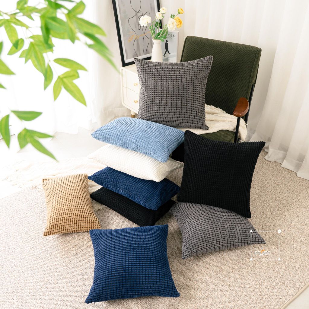 Vỏ Gối Tựa Lưng Dập Caro Ô Nhỏ Sang Trọng