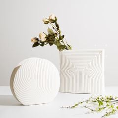 Set Bình Hoa Vuông Tròn Trang Trí Khu Vực Ra Vào Kệ Tủ Bàn Làm Việc Sang Trọng