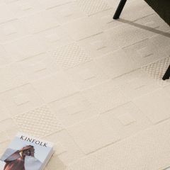 Thảm Trải Sàn Phong Cách Màu Trắng Bắc Âu Sợi Dệt Chống Thấm Caro Vuông