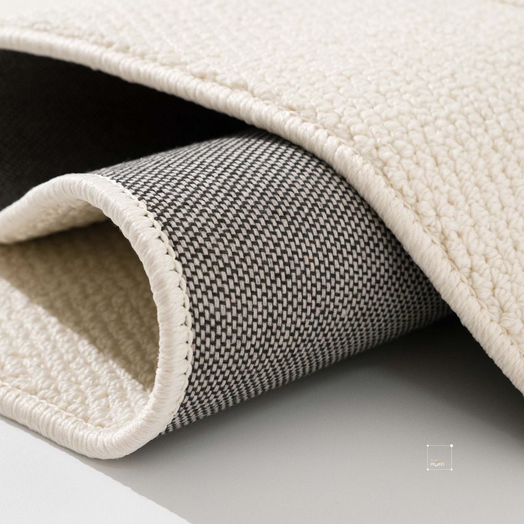 Thảm Trải Sàn Phong Cách Màu Trắng Bắc Âu Sợi Dệt Chống Thấm Caro Vuông