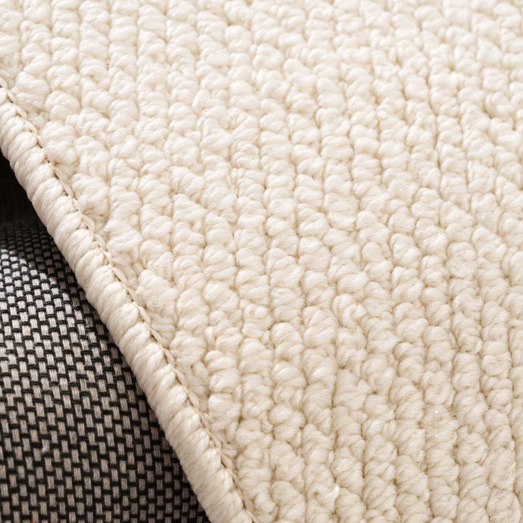 Thảm Trải Sàn Phong Cách Màu Trắng Bắc Âu Sợi Dệt Chống Thấm Caro Vuông