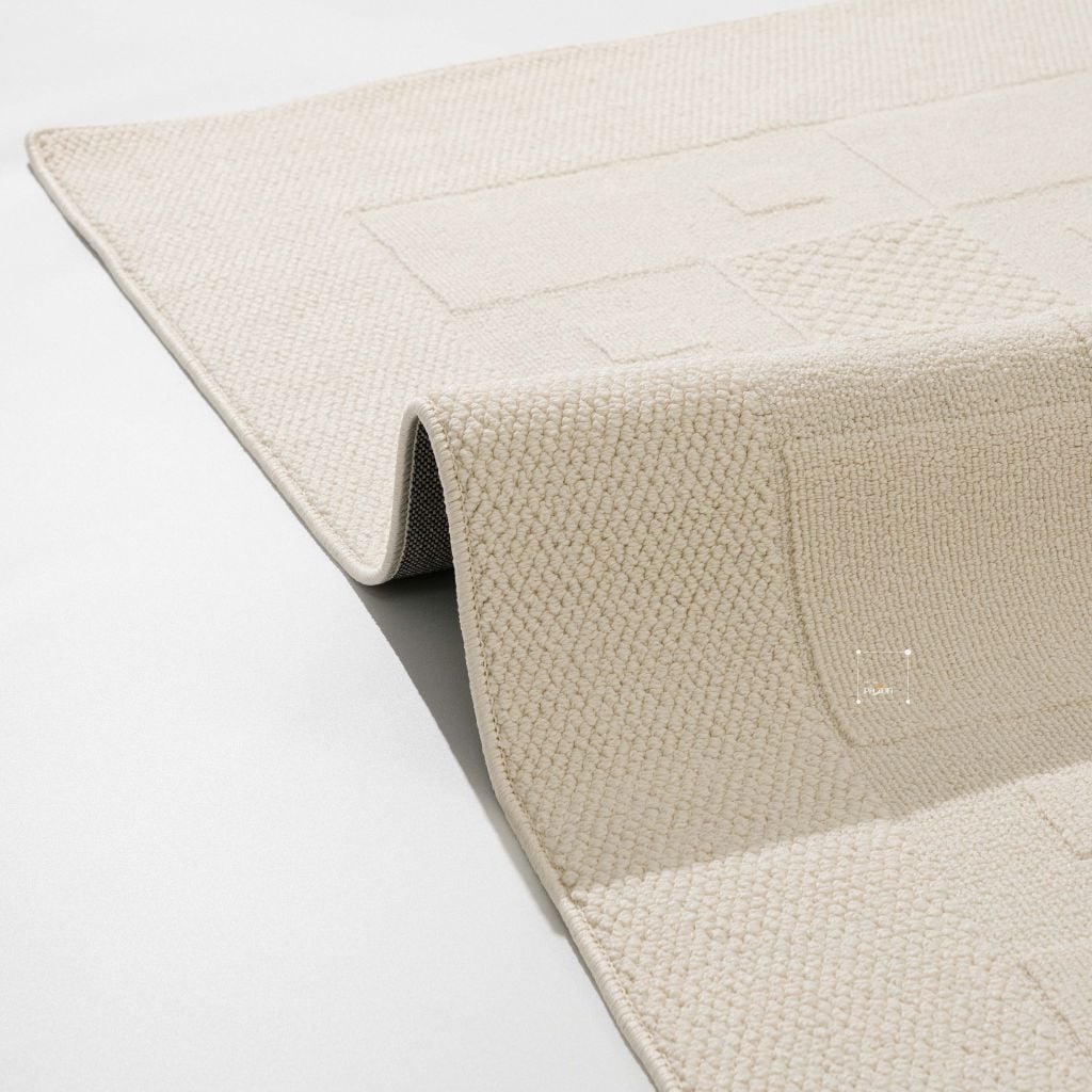 Thảm Trải Sàn Phong Cách Màu Trắng Bắc Âu Sợi Dệt Chống Thấm Caro Vuông