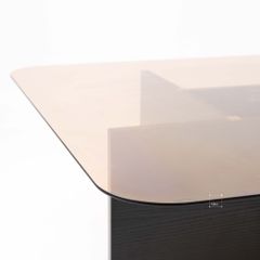 Bàn Trà Phòng Khách Mặt Kính Chân Gỗ Phong Cách Ý