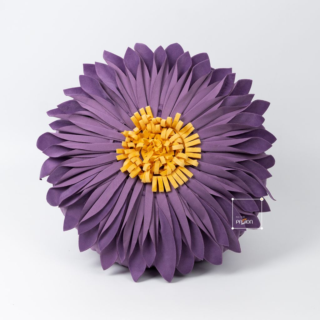 Vỏ Gối Tròn Tựa Lưng Sofa Đính Hoa Hướng Dương Sang Trọng