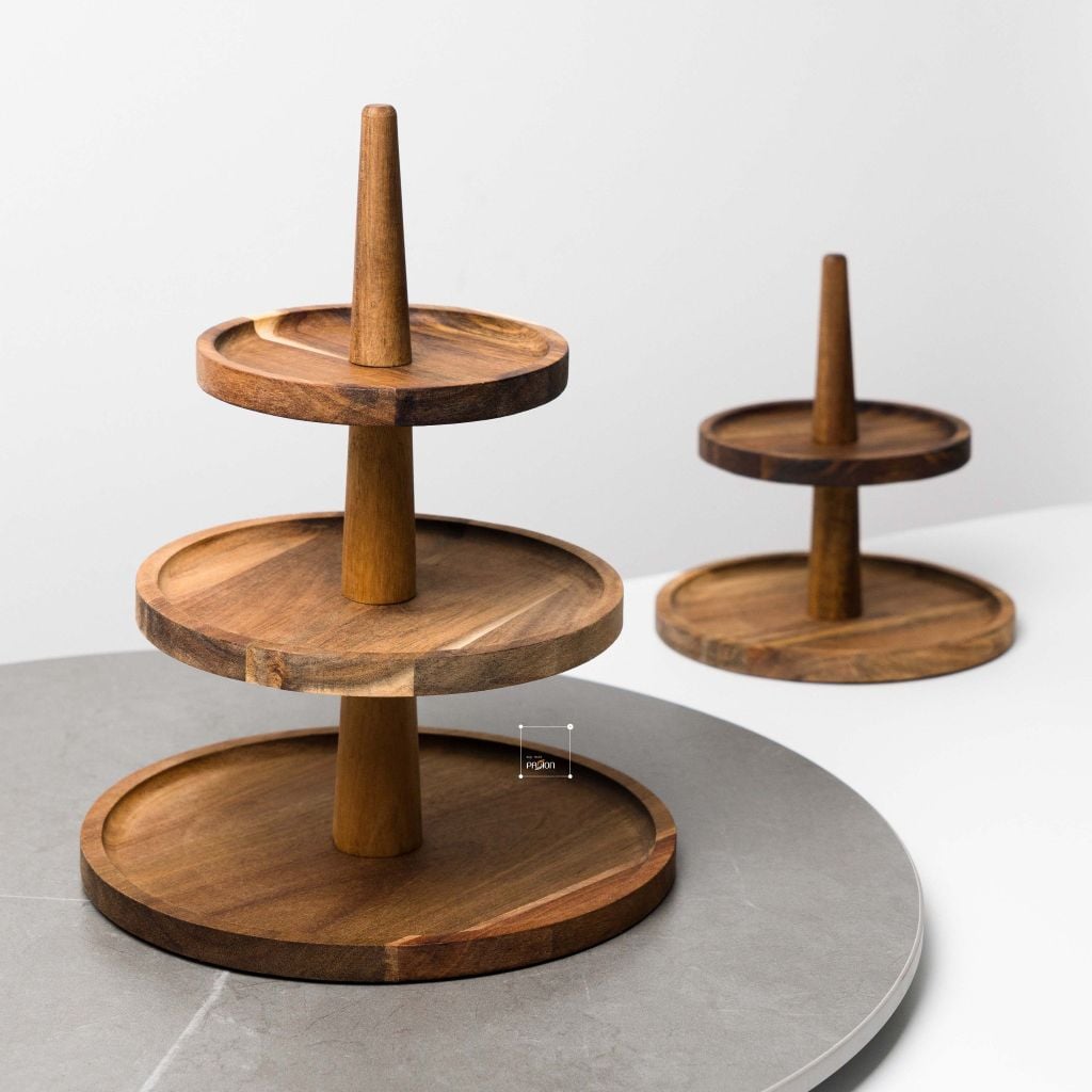 Kệ Khay Gỗ Để Bánh Trang Trí Bàn Tiệc Nhiều Tầng