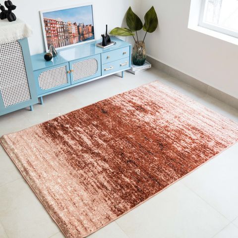Thảm Lông Sợi Ngắn Victoria Họa Tiết Hình Học Hồng Thảm Trang Trí Cao Cấp - Vệt Sáng