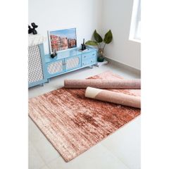 Thảm Lông Sợi Ngắn Victoria Họa Tiết Hình Học Hồng Thảm Trang Trí Cao Cấp - Vệt Sáng
