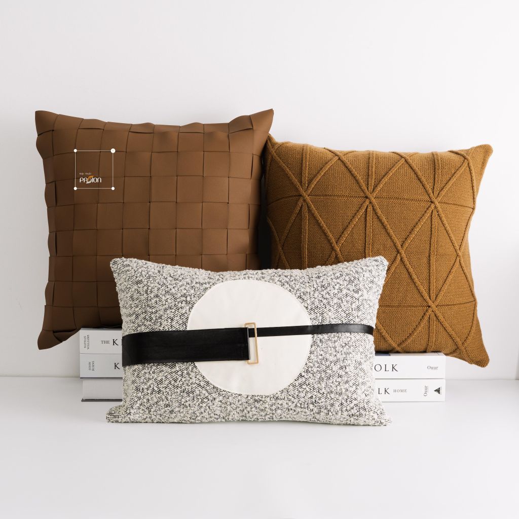 Set Vỏ Gối Tựa Lưng Phong Cách Nâu Be Tối Giản - Set 4