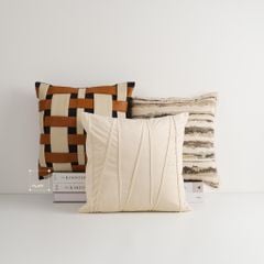 Set Vỏ Gối Tựa Lưng Phong Cách Nâu Be Tối Giản - Set 9
