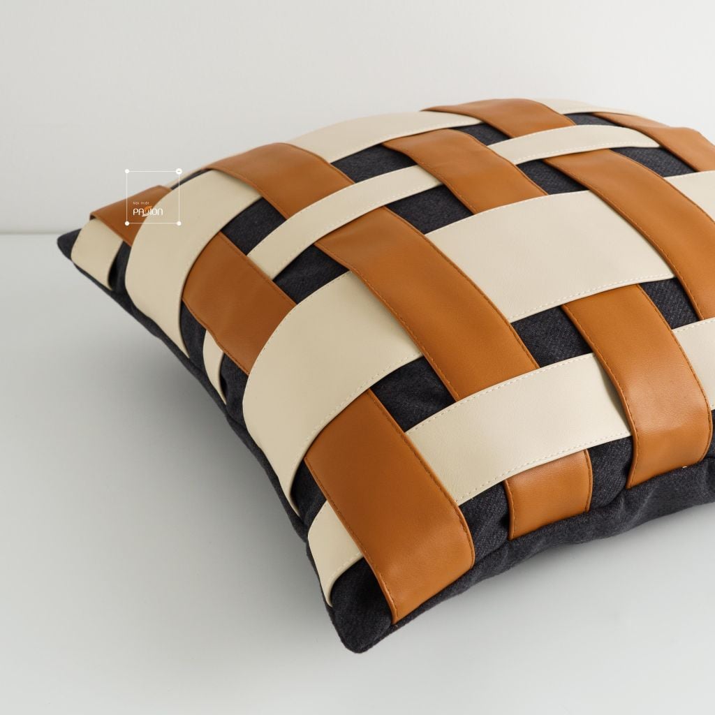 Set Vỏ Gối Tựa Lưng Phong Cách Nâu Be Tối Giản - Set 9
