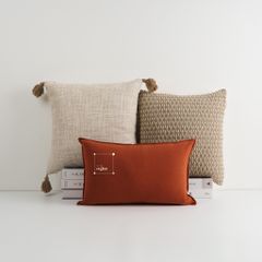 Set Vỏ Gối Tựa Lưng Phong Cách Nâu Be Tối Giản - Set 10