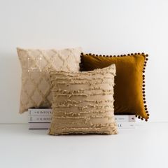 Set Vỏ Gối Tựa Lưng Phong Cách Nâu Be Tối Giản - Set 14