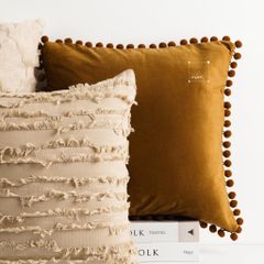 Set Vỏ Gối Tựa Lưng Phong Cách Nâu Be Tối Giản - Set 14