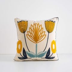 Vỏ Gối Tựa Lưng Sofa Vuông Thêu Hoa Cỏ Thiên Nhiên