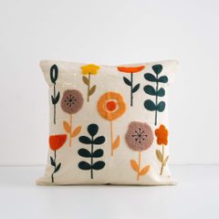 Vỏ Gối Tựa Lưng Sofa Vuông Thêu Hoa Cỏ Thiên Nhiên