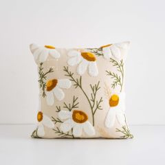 Vỏ Gối Tựa Lưng Sofa Vuông Thêu Hoa Cỏ Thiên Nhiên