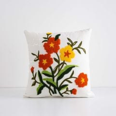 Vỏ Gối Tựa Lưng Sofa Vuông Thêu Hoa Cỏ Thiên Nhiên
