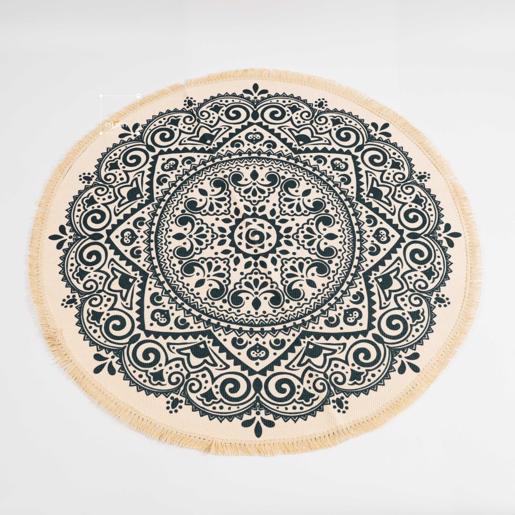 Thảm Canvas Tròn Tua Rua Scadivian Thổ Cẩm