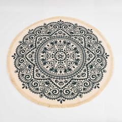 Thảm Canvas Tròn Tua Rua Scadivian Thổ Cẩm