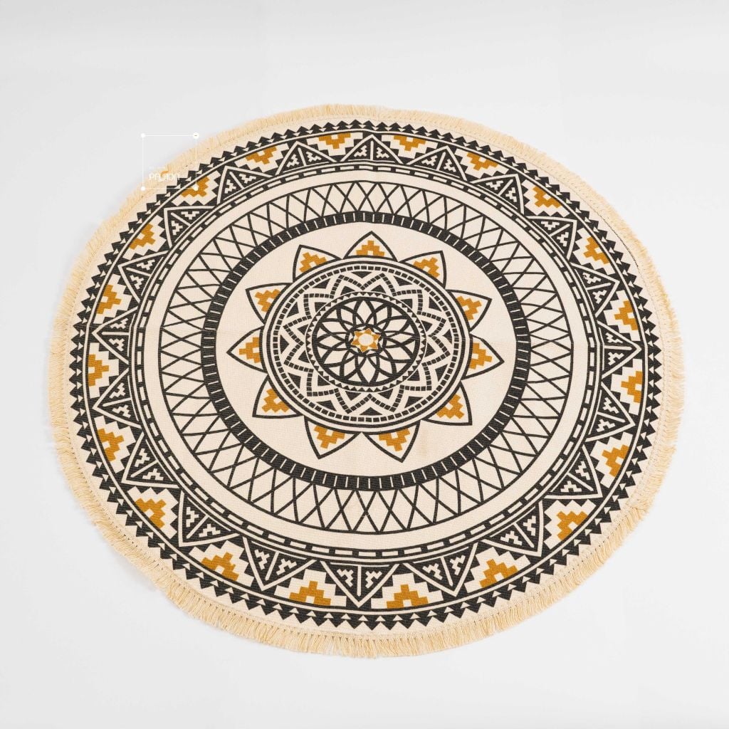 Thảm Canvas Tròn Tua Rua Scadivian Thổ Cẩm