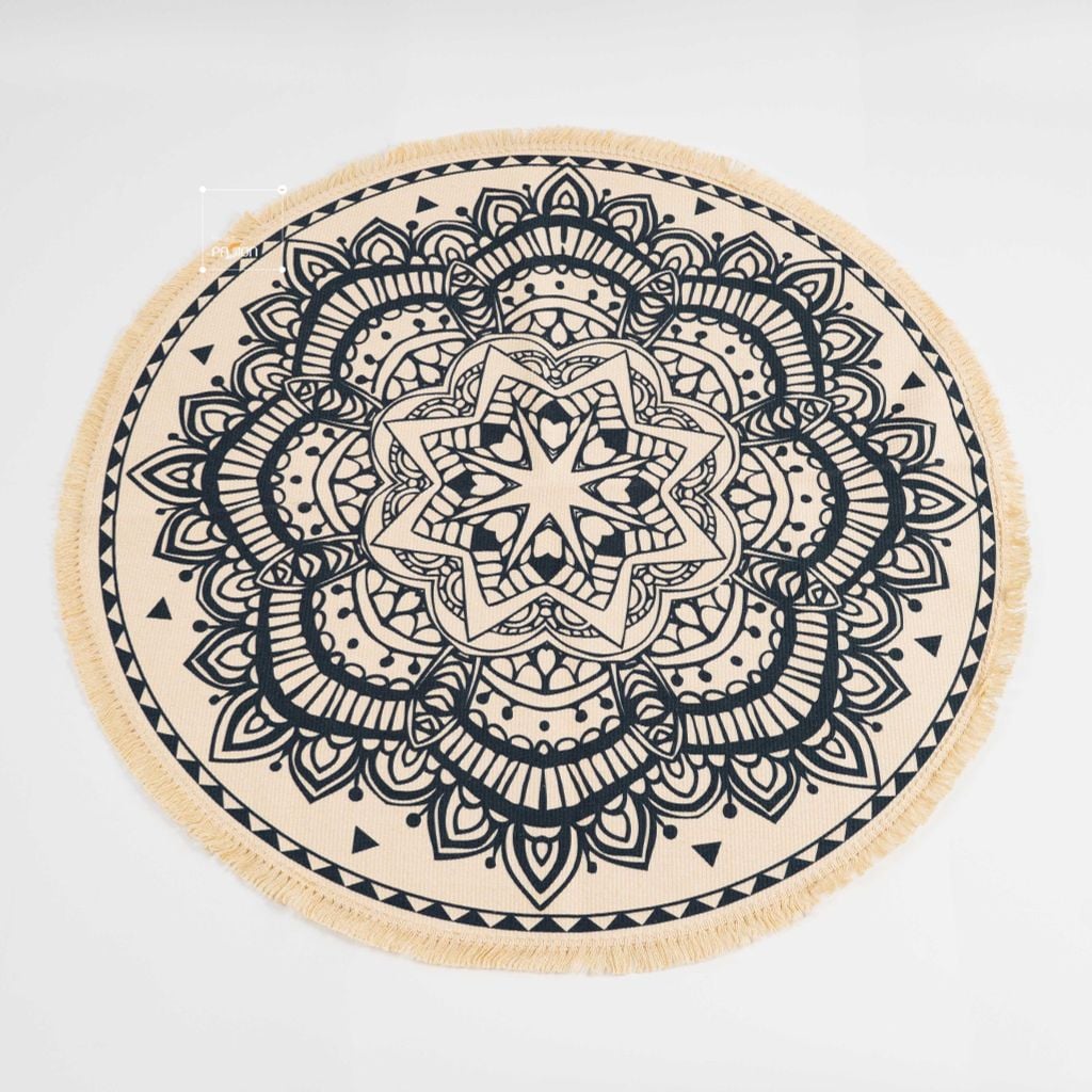 Thảm Canvas Tròn Tua Rua Scadivian Thổ Cẩm