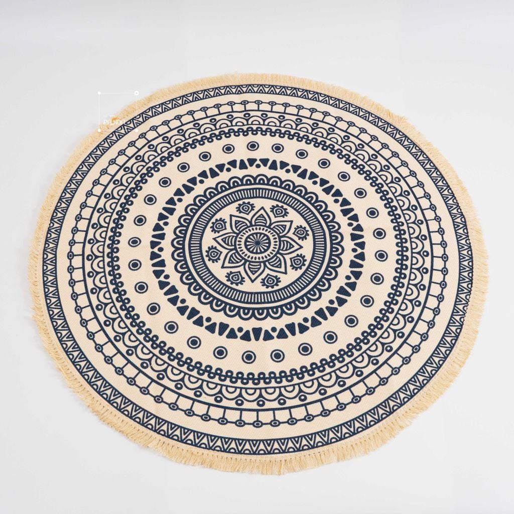Thảm Canvas Tròn Tua Rua Scadivian Thổ Cẩm