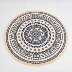 Thảm Canvas Tròn Tua Rua Scadivian Thổ Cẩm