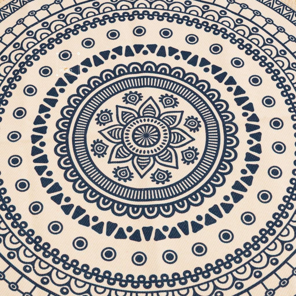 Thảm Canvas Tròn Tua Rua Scadivian Thổ Cẩm