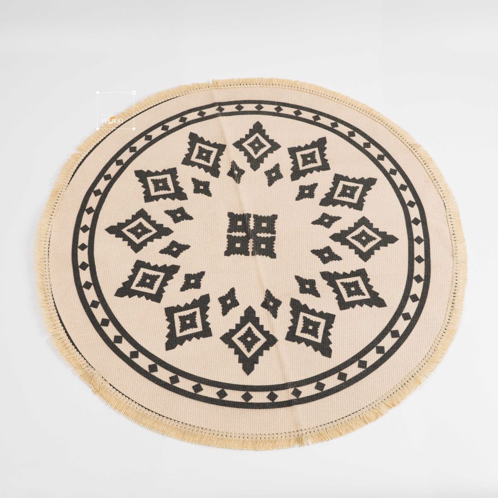 Thảm Canvas Tròn Tua Rua Scadivian Thổ Cẩm