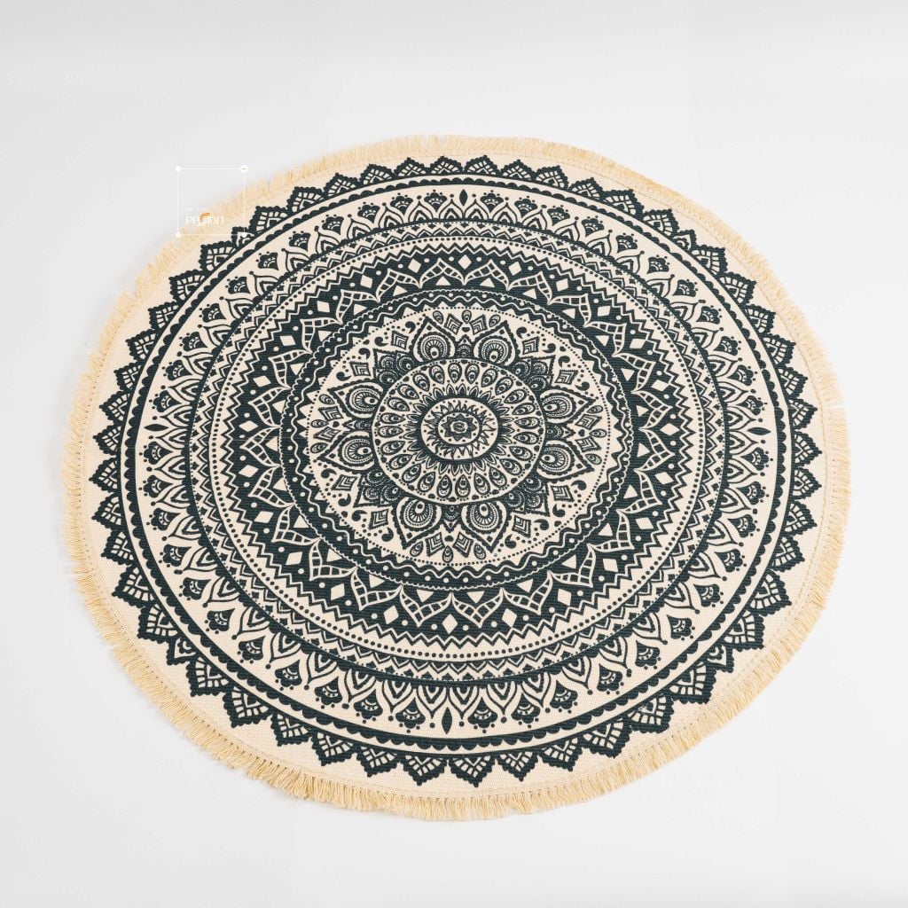 Thảm Canvas Tròn Tua Rua Scadivian Thổ Cẩm