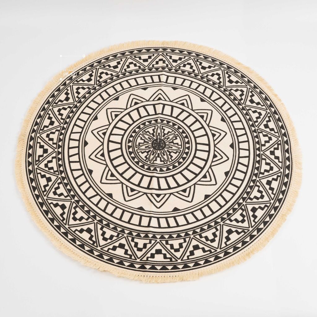 Thảm Canvas Tròn Tua Rua Scadivian Thổ Cẩm
