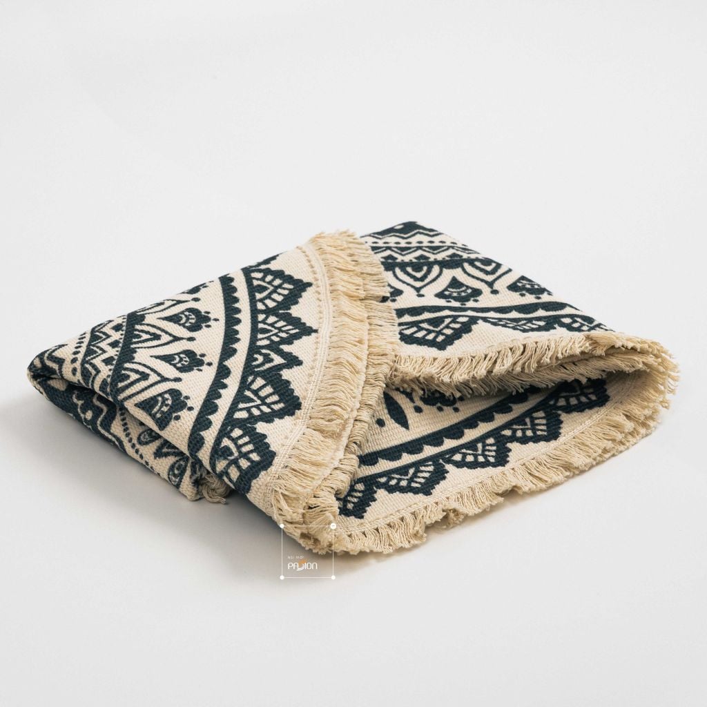 Thảm Canvas Tròn Tua Rua Scadivian Thổ Cẩm