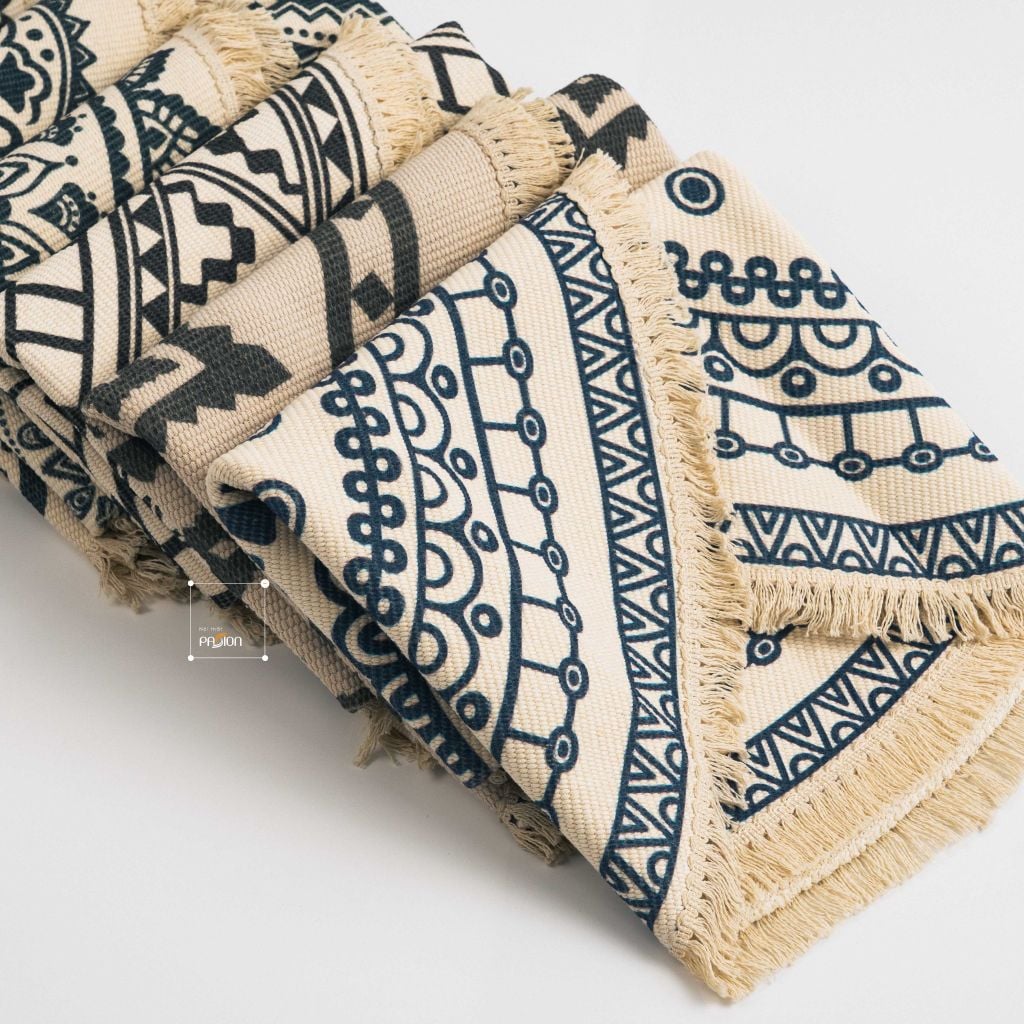 Thảm Canvas Tròn Tua Rua Scadivian Thổ Cẩm