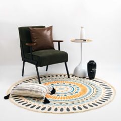Thảm Tròn Canvas Bohemian Trang Trí